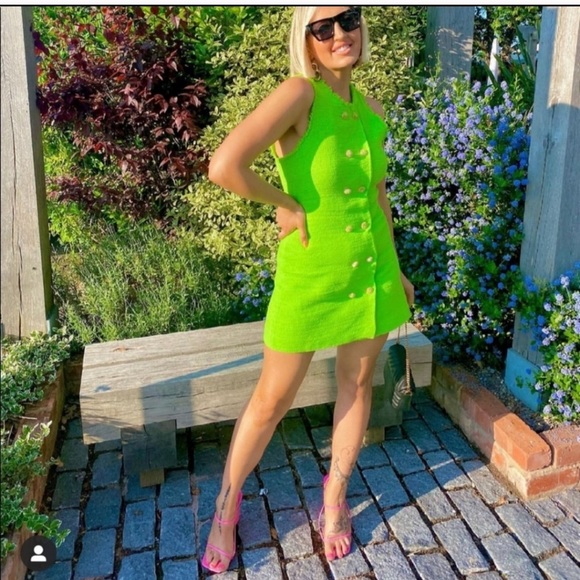 ZARA Textured Weave Dress With Buttons - Picture 1 of 14